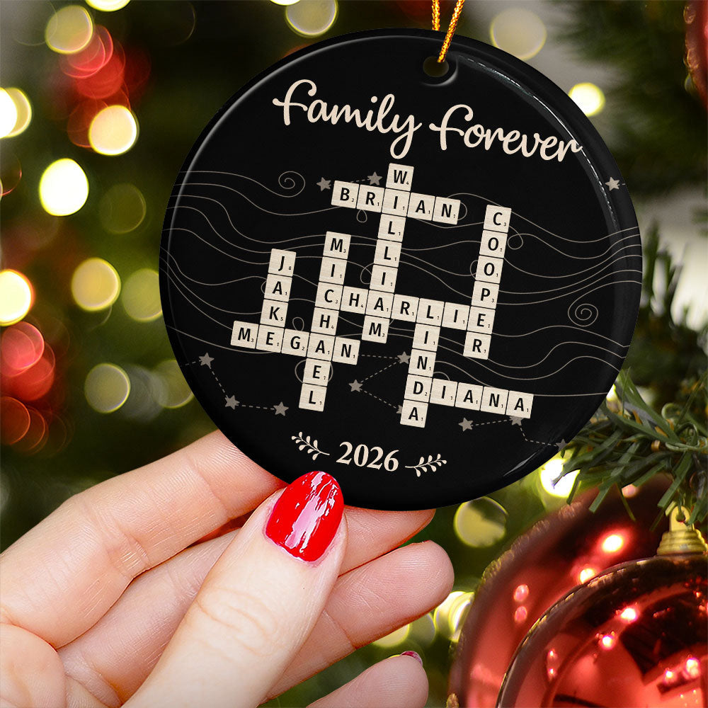 Custom Name Scrabble-Style Family Forever - Personalized Ornament