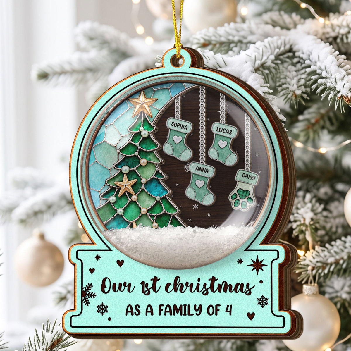 Custom Name Stocking Snow Globe Ornament Christmas Together 2026, Holiday Family Gift - Personalized Ornament