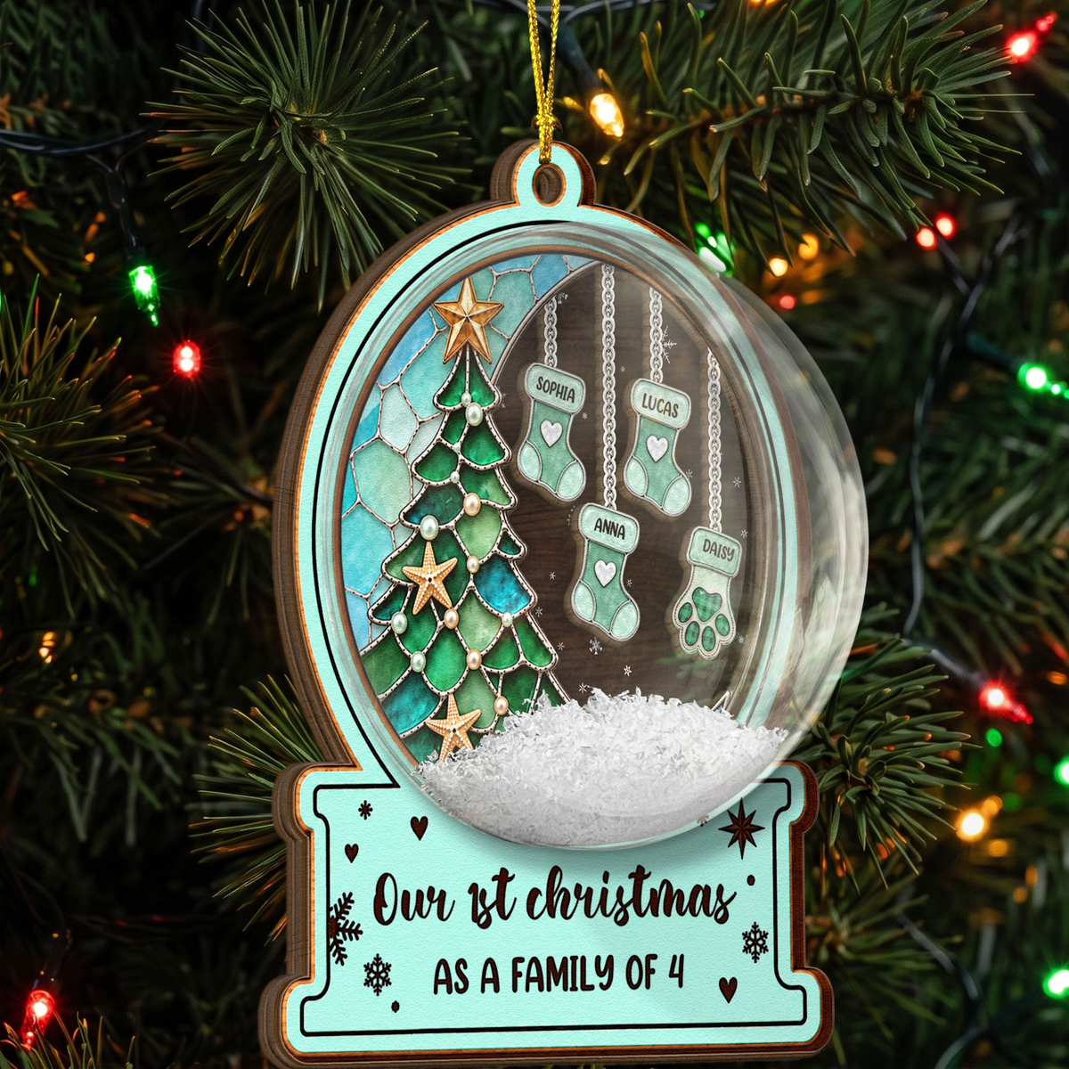 Custom Name Stocking Snow Globe Ornament Christmas Together 2026, Holiday Family Gift - Personalized Ornament