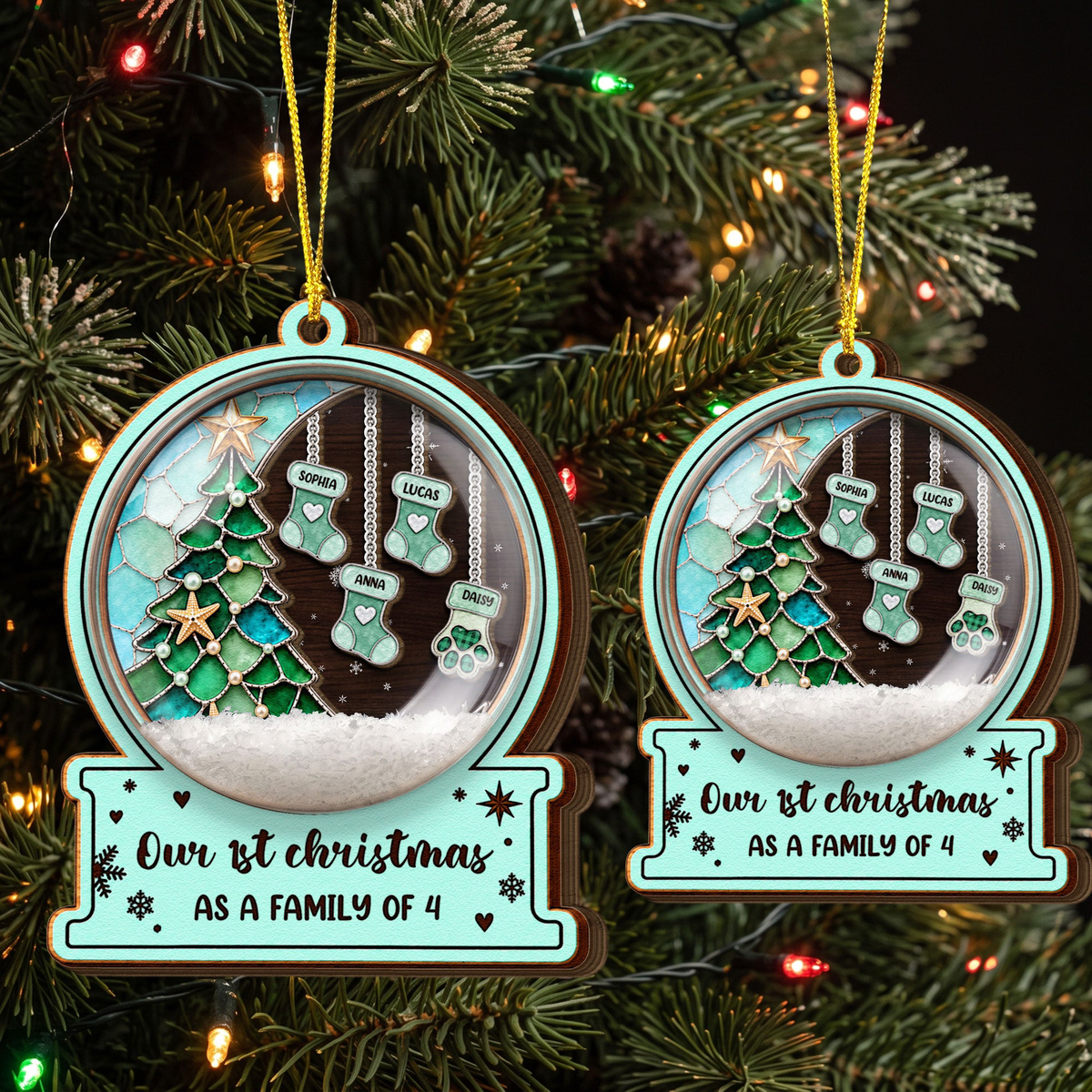 Custom Name Stocking Snow Globe Ornament Christmas Together 2026, Holiday Family Gift - Personalized Ornament