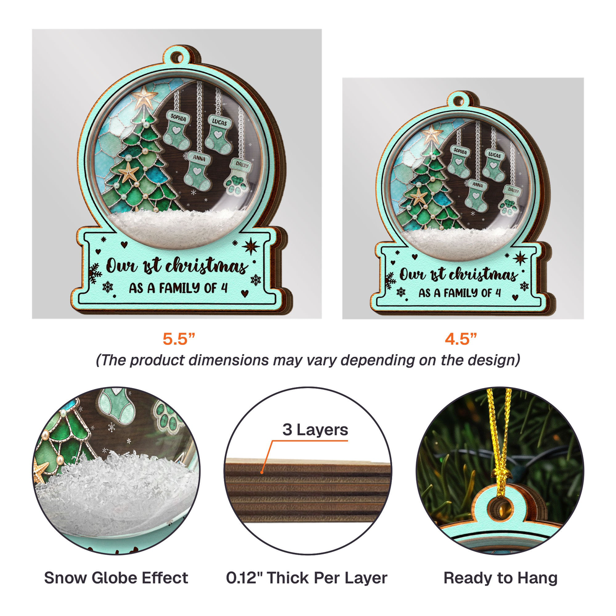 Custom Name Stocking Snow Globe Ornament Christmas Together 2026, Holiday Family Gift - Personalized Ornament
