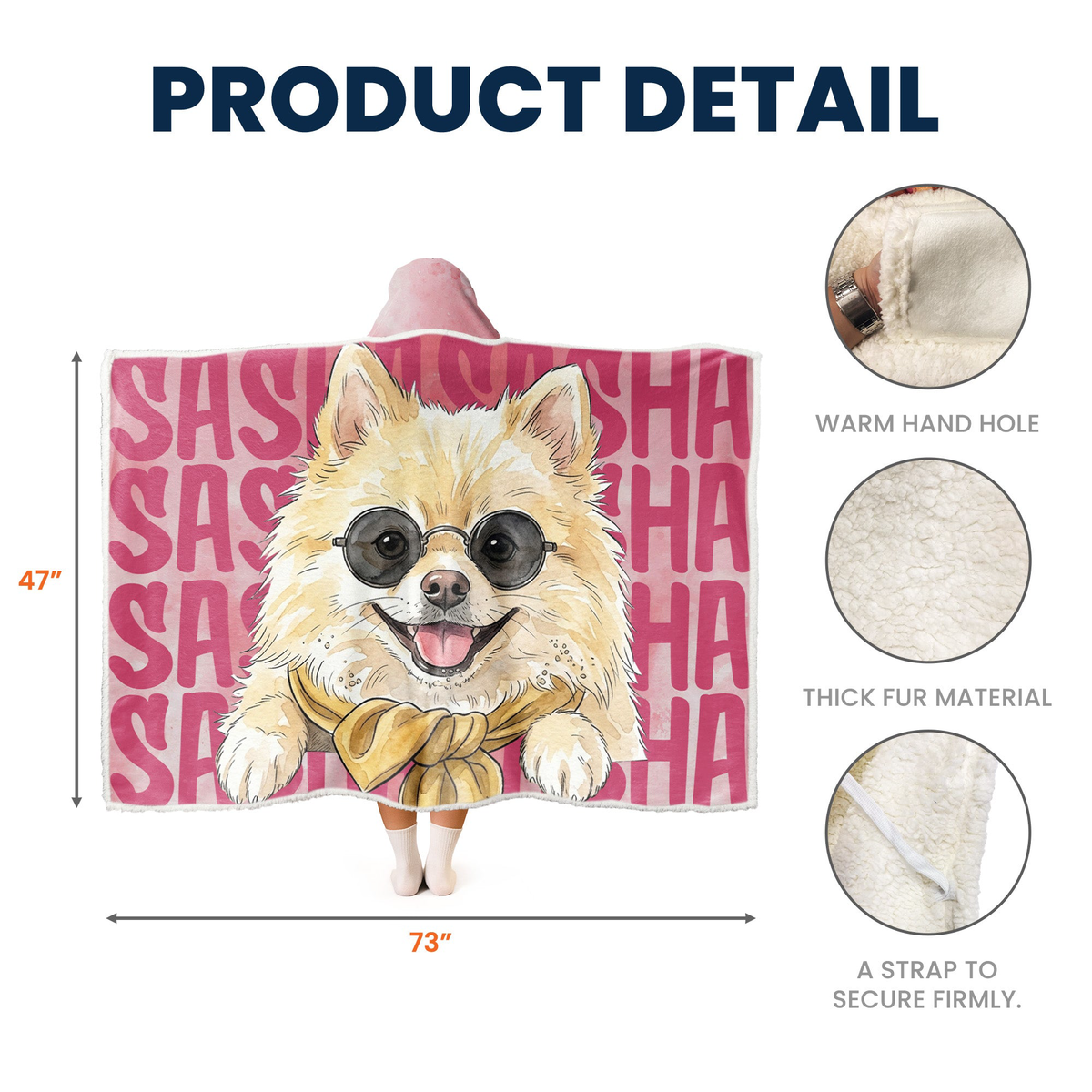 Custom Pet Photo & Name Watercolor Art - Personalized Blanket Hoodie