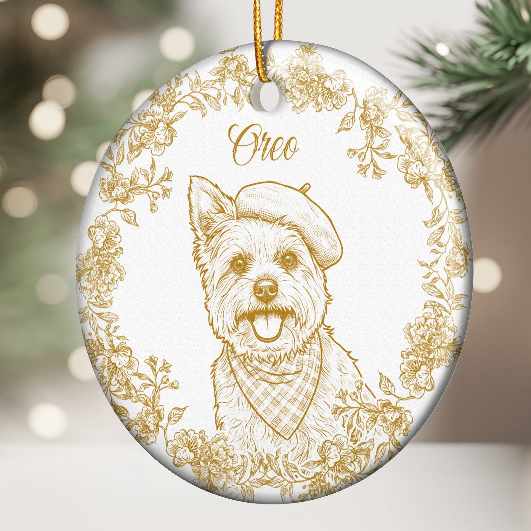 Custom Pet Photo Sketch Line Art Chrismtas Tree Decor For Pet Lovers - Personalized Ornament