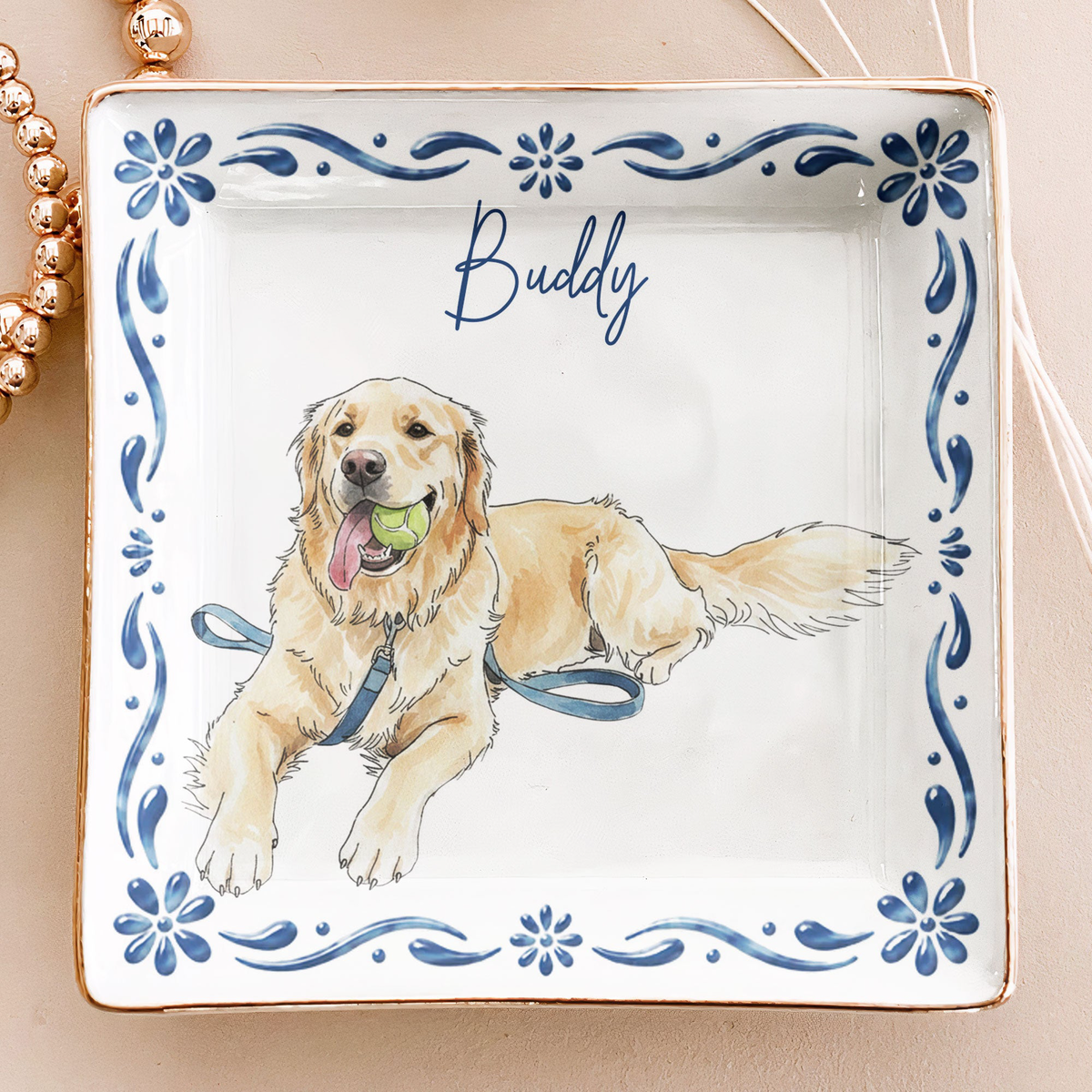 Custom Pet Photo Watercolor New Version Gifts For Her, Dog Mom, Cat Mom - Personalized Jewelry Dish