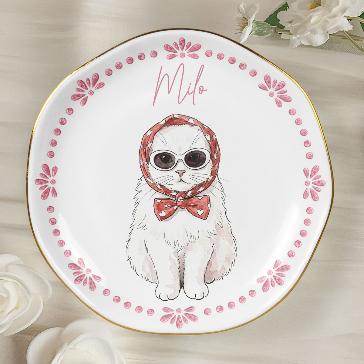Custom Pet Photo Watercolor New Version Gifts For Her, Dog Mom, Cat Mom - Personalized Jewelry Dish