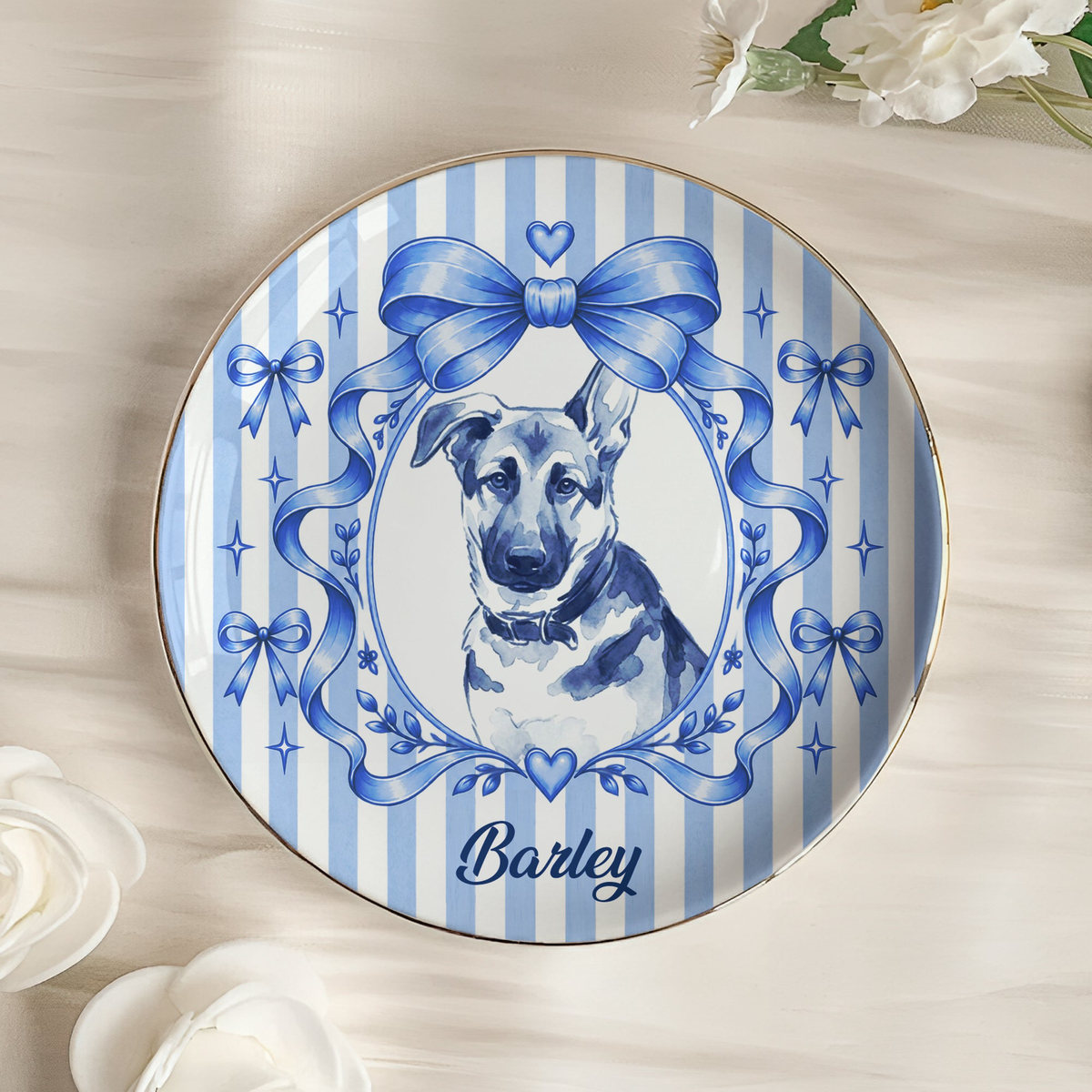 Custom Pet Portrait Coquette Tray, Dog Cat Pet Lover Gift For Her, Pet Memorial Keepsake - Personalized Jewelry Dish