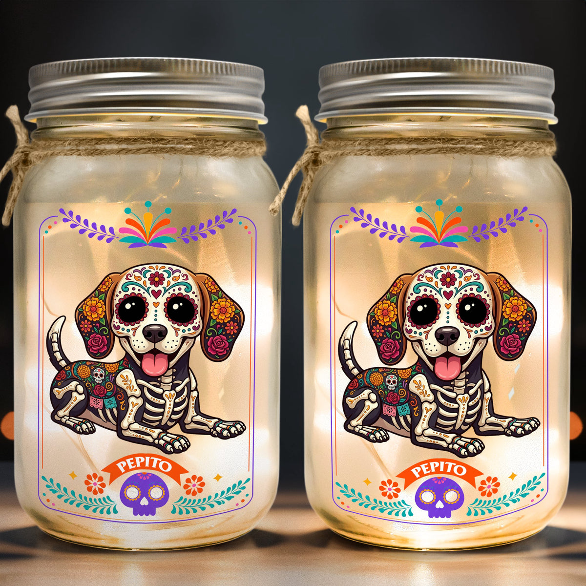 Custom Pet Portrait Day Of The Dead Mexican Hispanic Style - Personalized Night Light