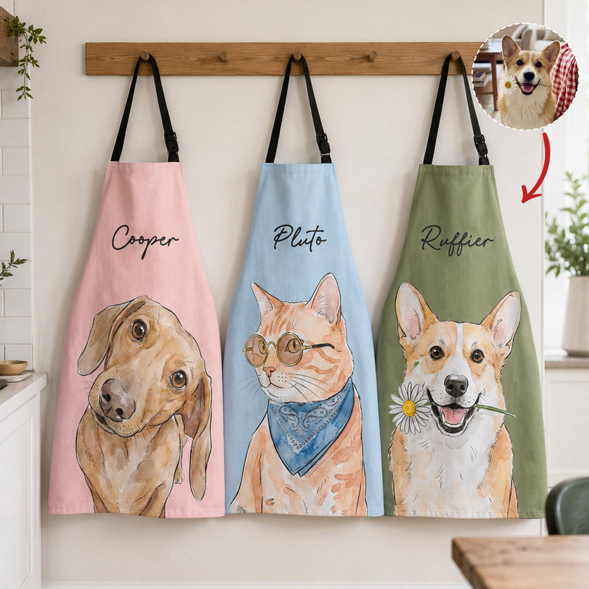 Custom Pet Portrait Gifts For Pet Lovers Kitchen Apron For Women Men - Personalized Apron