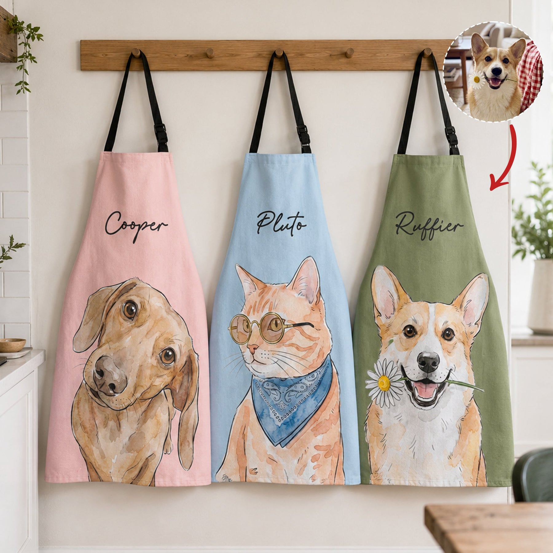 Custom Pet Portrait Gifts For Pet Lovers Kitchen Apron For Women Men - Personalized Apron