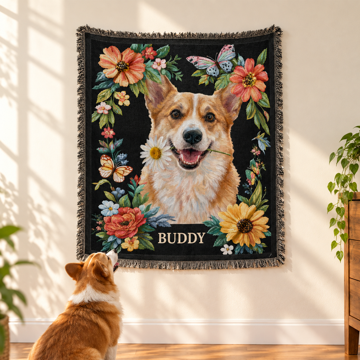 Custom Pet Portrait Oil Painting Art Gifts For Pet Lovers - Personalized Woven Blanket