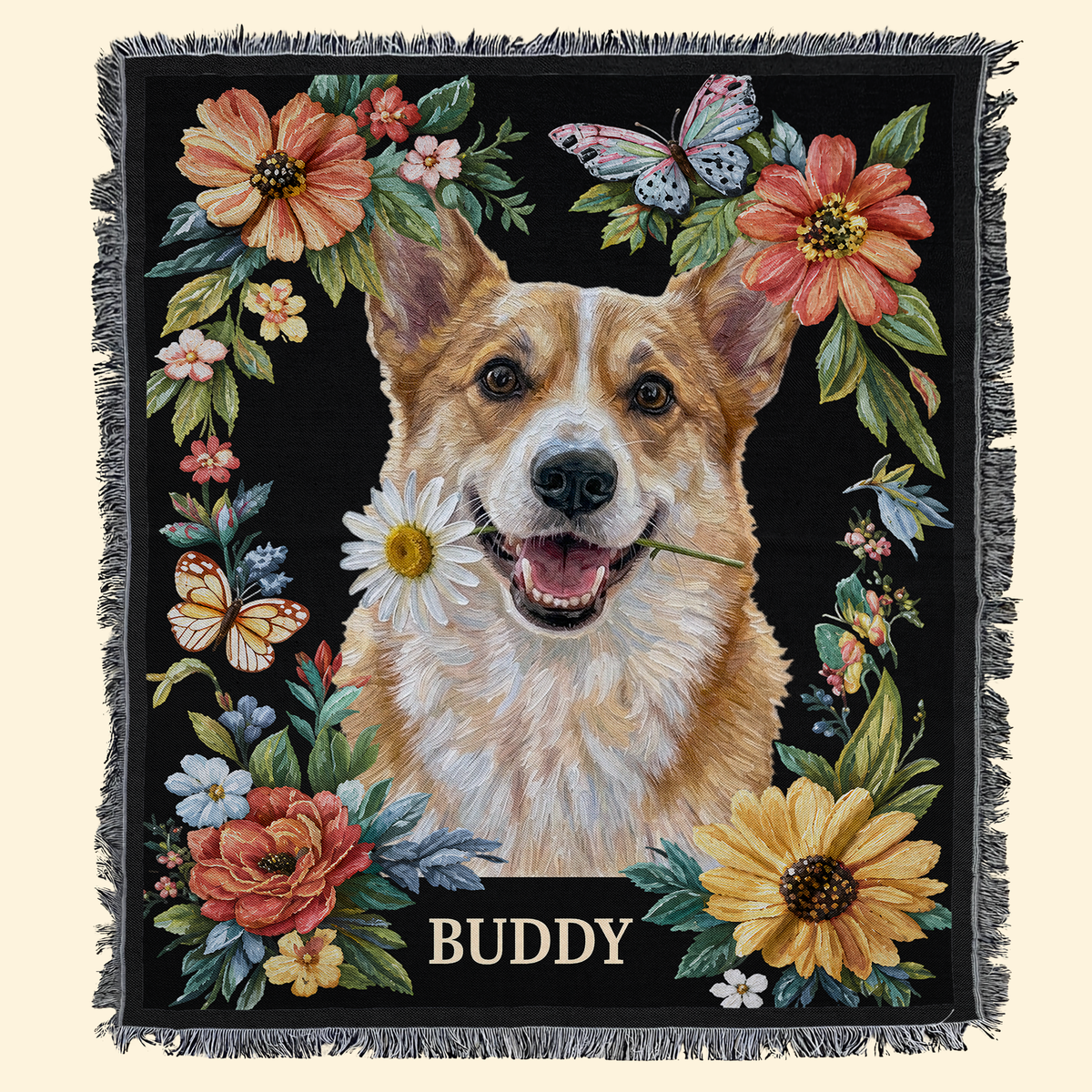 Custom Pet Portrait Oil Painting Art Gifts For Pet Lovers - Personalized Woven Blanket