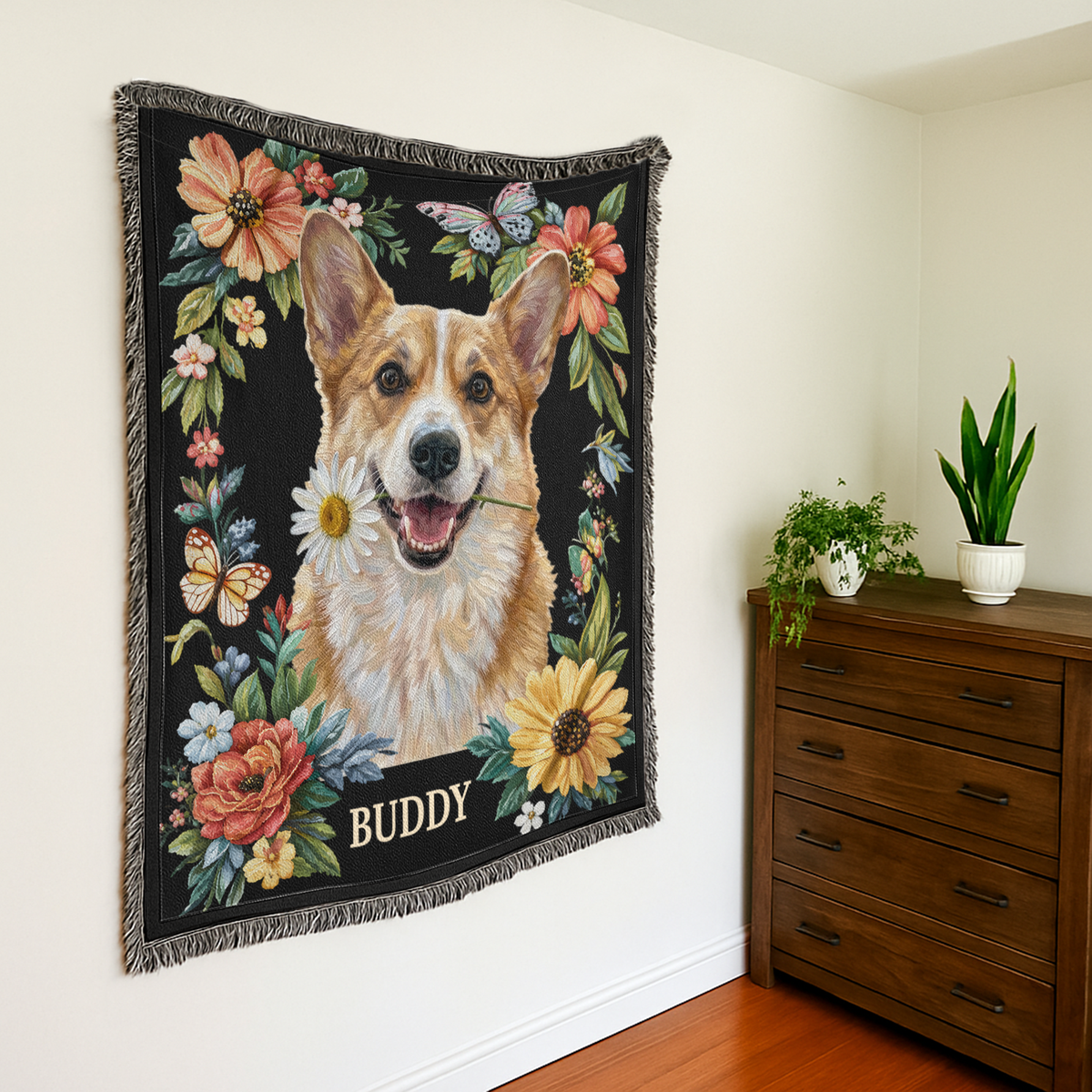Custom Pet Portrait Oil Painting Art Gifts For Pet Lovers - Personalized Woven Blanket
