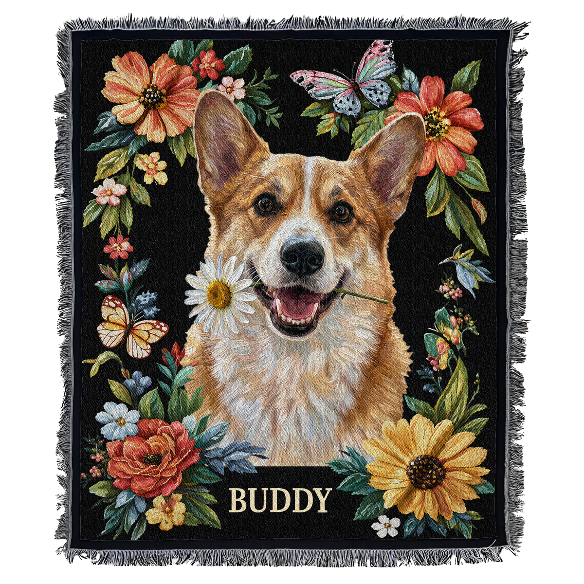 Custom Pet Portrait Oil Painting Art Gifts For Pet Lovers - Personalized Woven Blanket