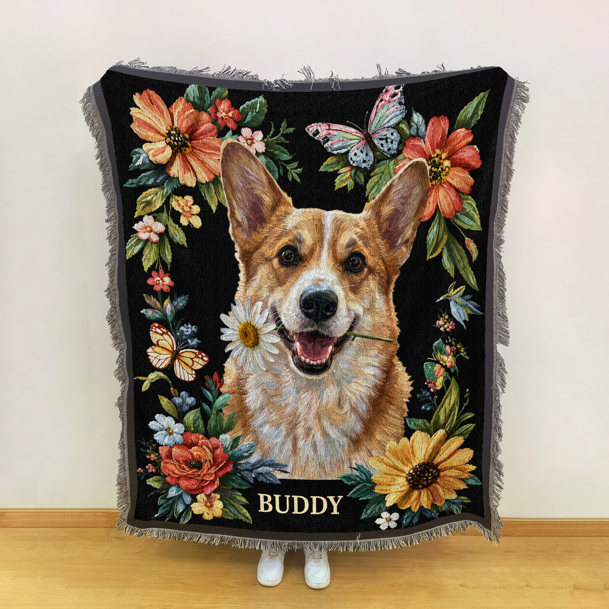 Custom Pet Portrait Oil Painting Art Gifts For Pet Lovers - Personalized Woven Blanket