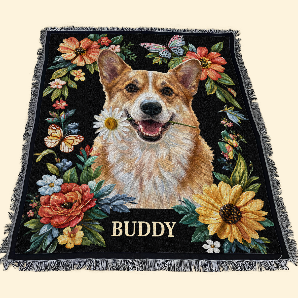 Custom Pet Portrait Oil Painting Art Gifts For Pet Lovers - Personalized Woven Blanket