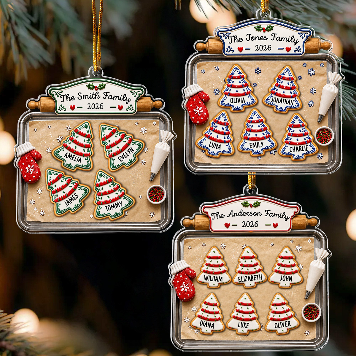 Custom Name Family Baking Sugar Cookie Christmas Decor - Personalized Ornament