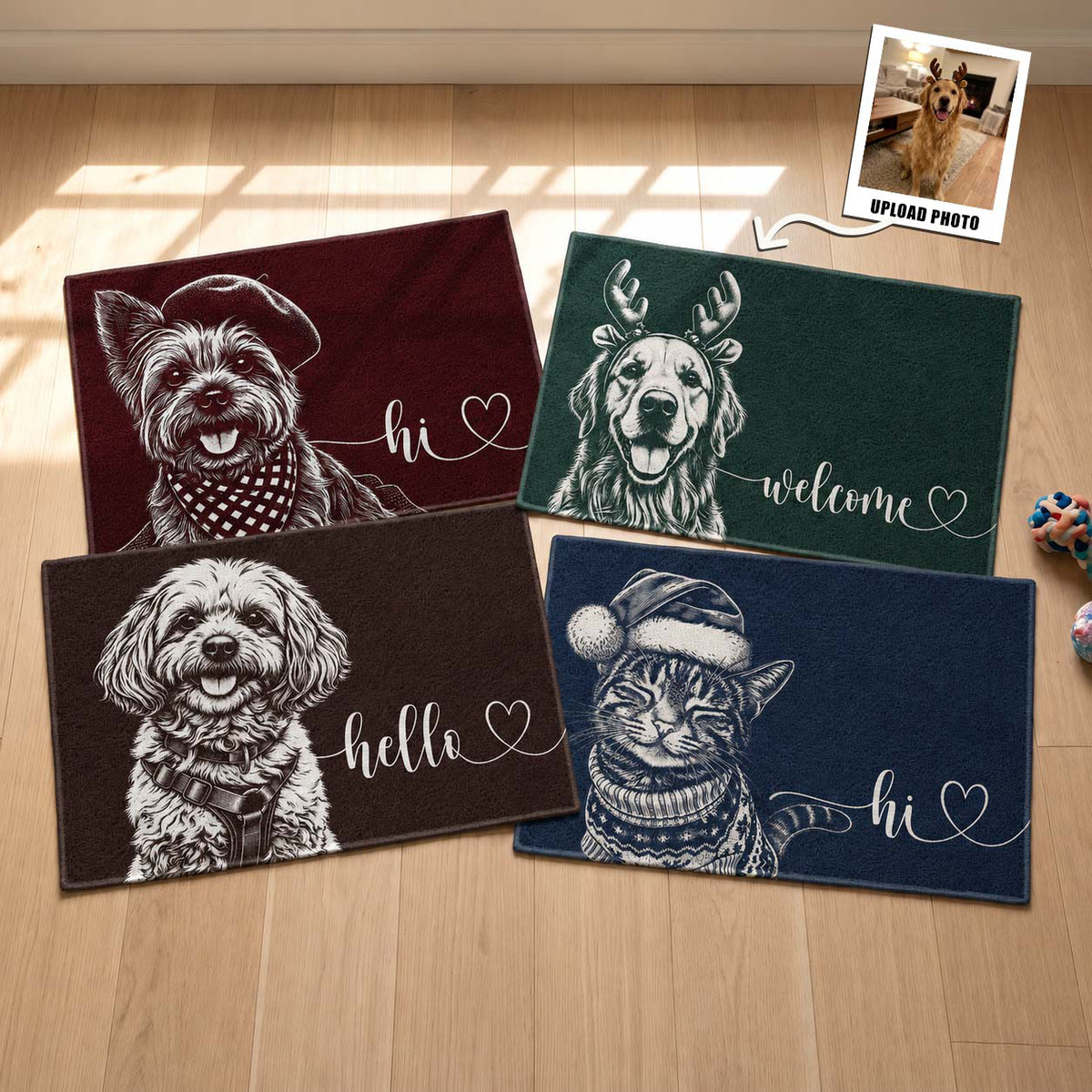 Custom Pet Portrait Sketch Art Christmas Gifts For Pet Lovers - Personalized Doormat
