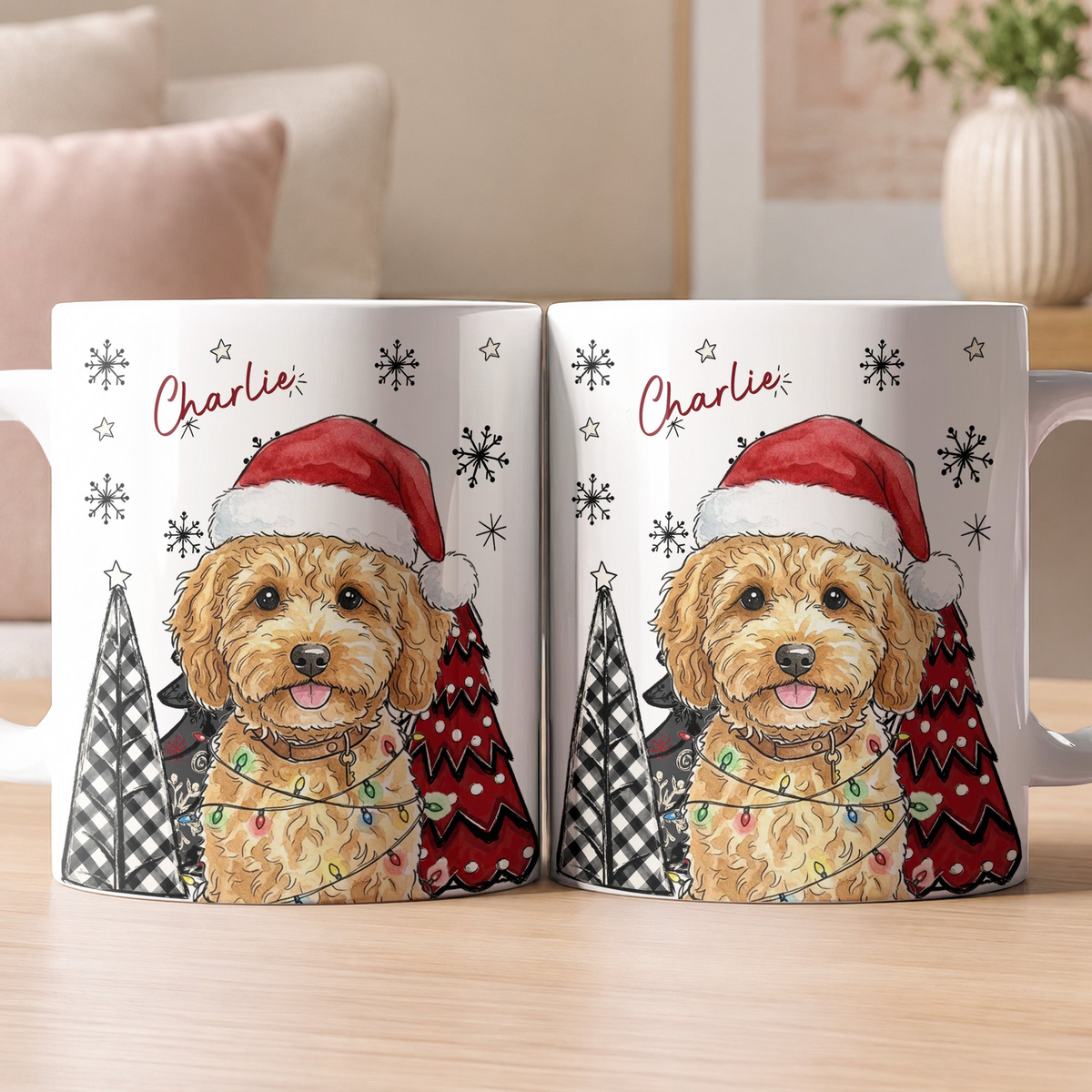 Custom Pet Portrait Watercolor Christmas Gift For Pet Lovers - Personalized Mug