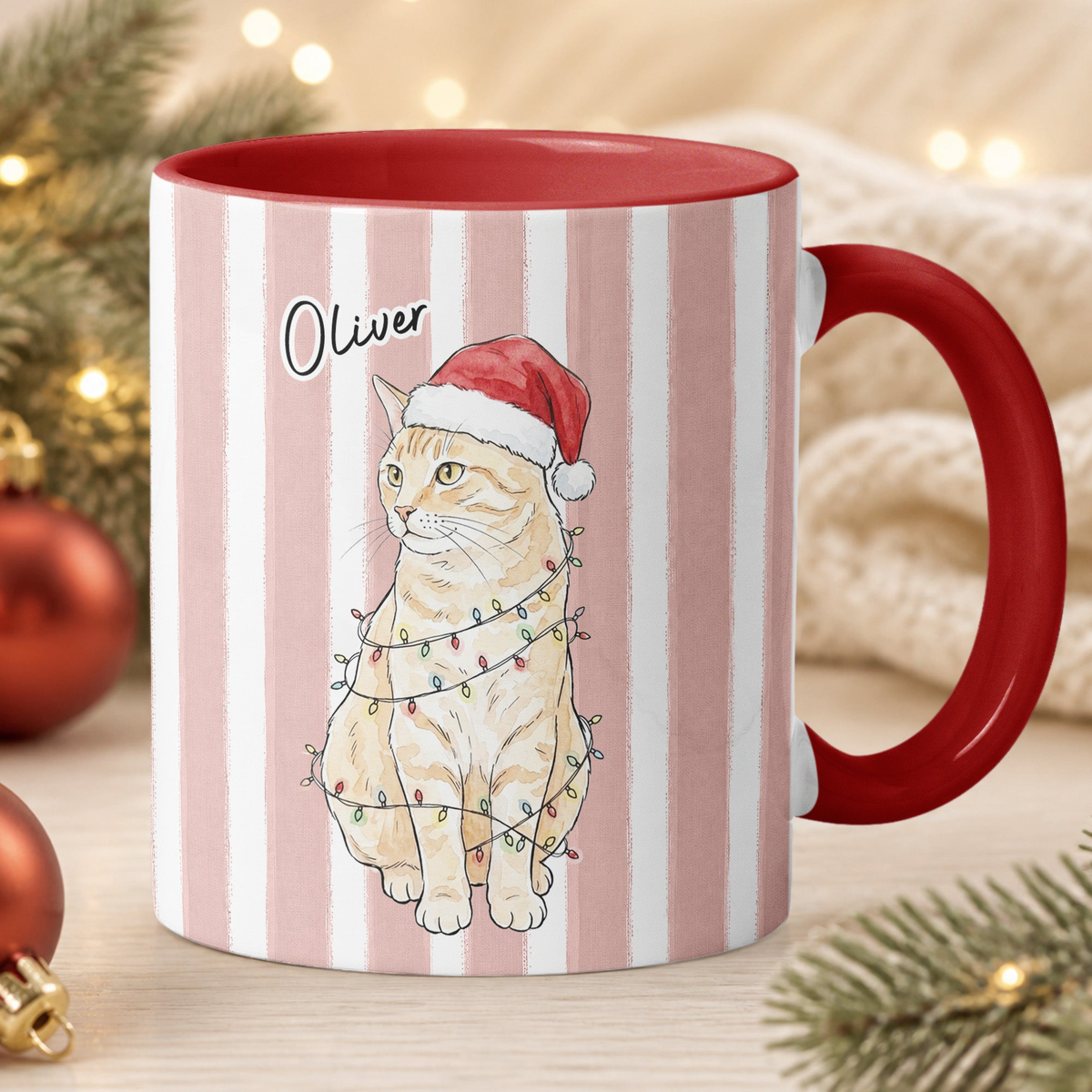 Custom Pet Portrait Watercolor Christmas Gift For Pet Lovers - Personalized Mug