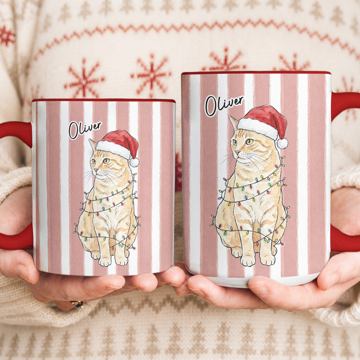 Custom Pet Portrait Watercolor Christmas Gift For Pet Lovers - Personalized Mug