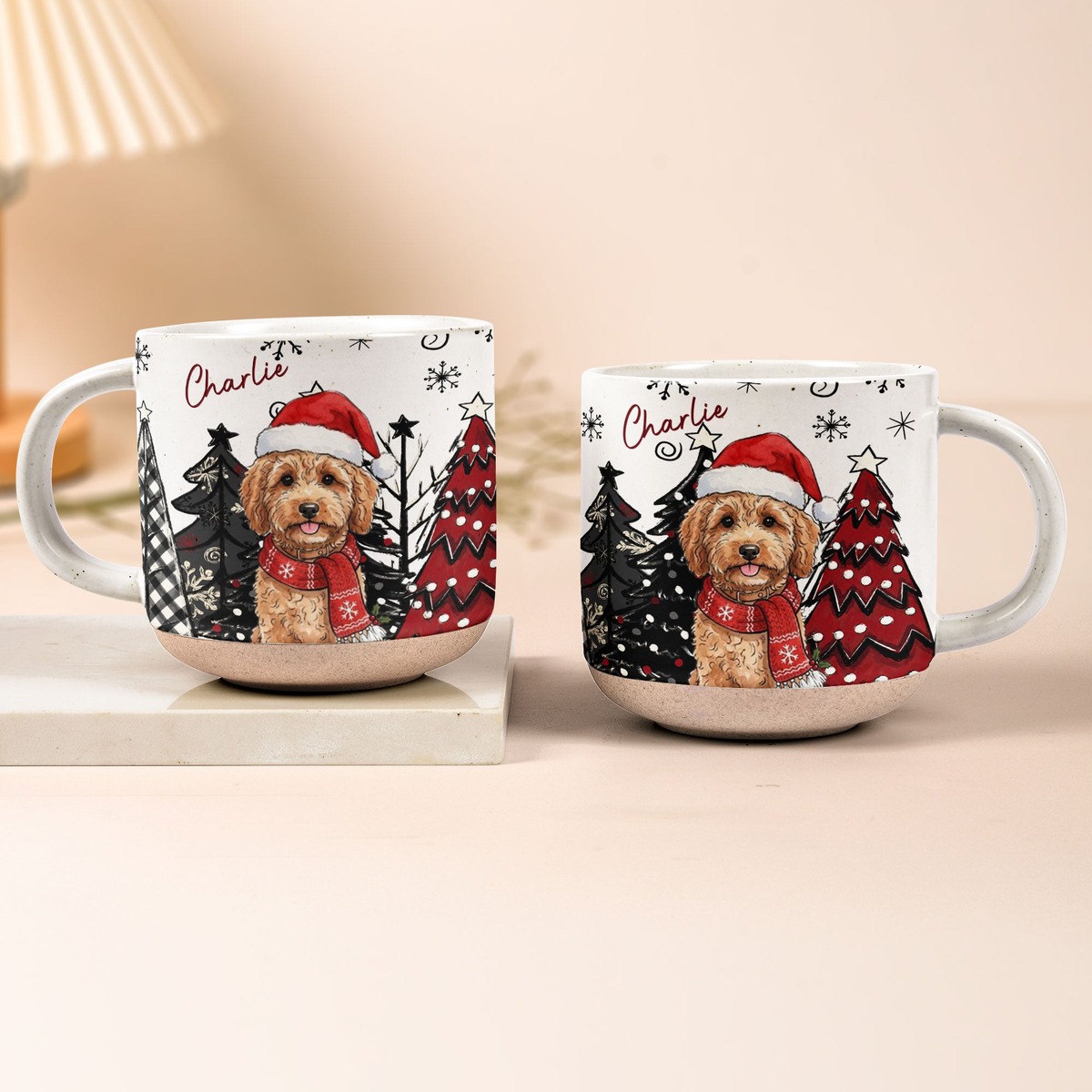 Custom Pet Portrait Watercolor Pottery Mug Christmas Gift - Personalized Mug