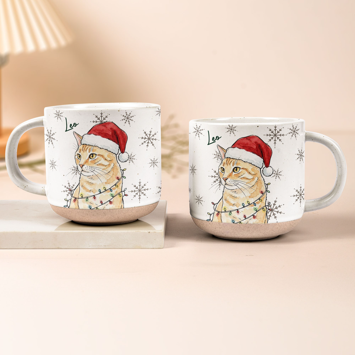 Custom Pet Portrait Watercolor Pottery Mug Christmas Gift - Personalized Mug