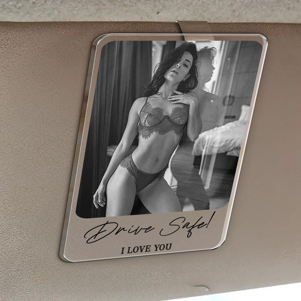 Custom Photo Drive Safe I Love You Acrylic Car Accessories - Personalized Visor Clip