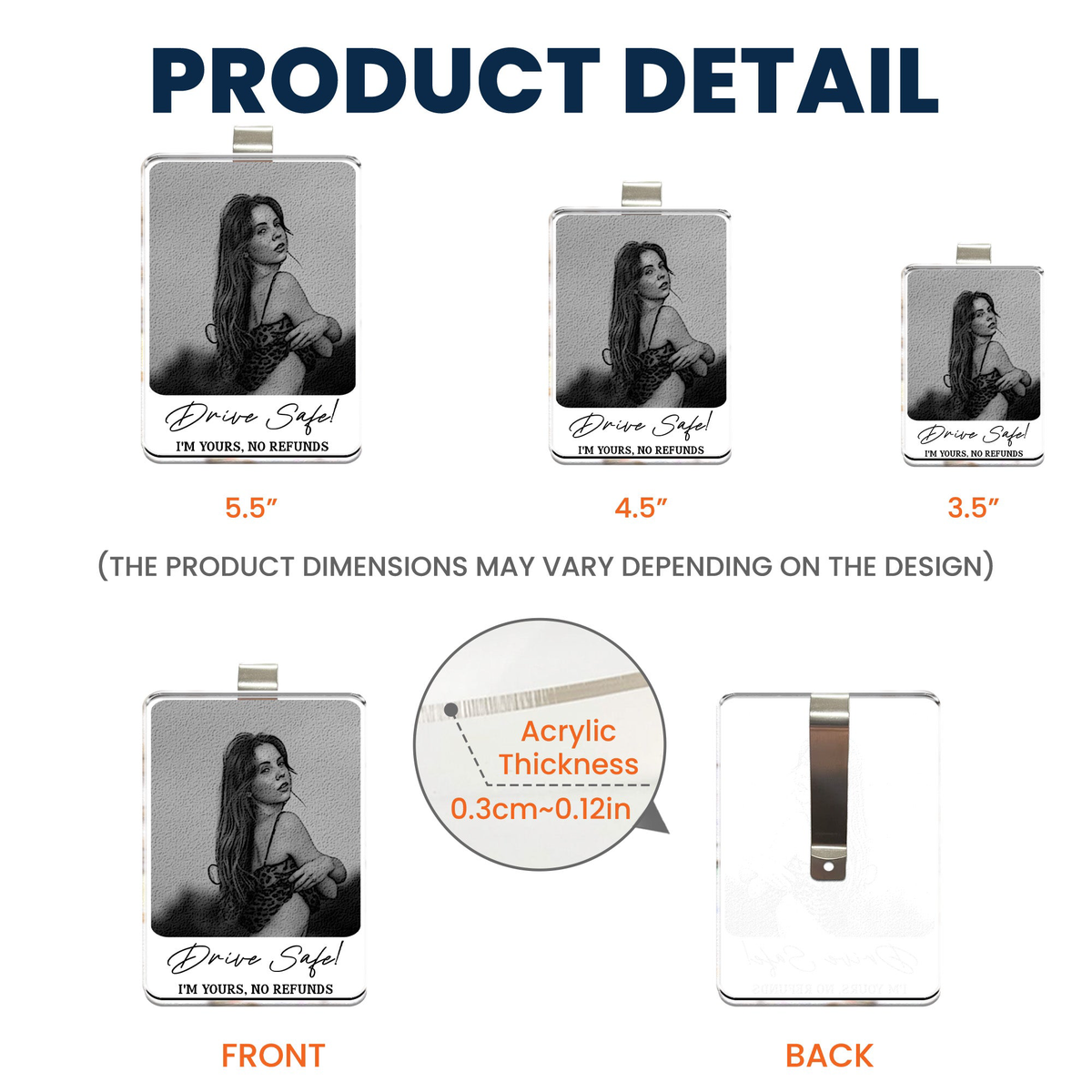Custom Photo Drive Safe I Love You Acrylic Car Accessories - Personalized Visor Clip