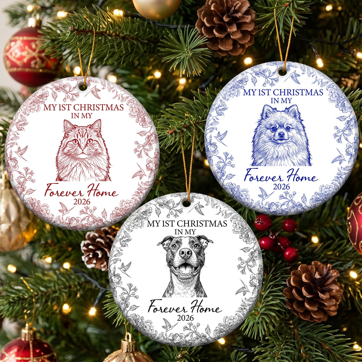 Custom Photo Gift For New Pet Parents Ornament, First Christmas In My Forever Home - Personalized Ornament