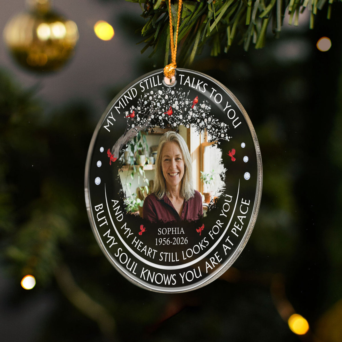 Custom Photo Memorial Christmas Ornament My Mind Still Talks To You - Personalized Ornament