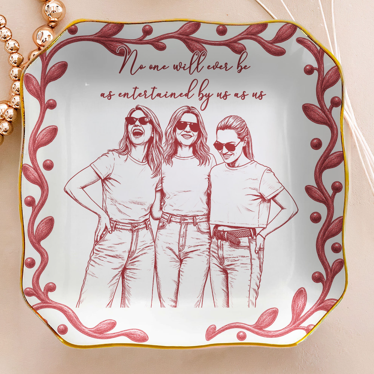 Custom Photo Sketch Art Friendship Gifts For Her, Best Friends, Thank You Gifts - Persoanlized Jewelry Dish