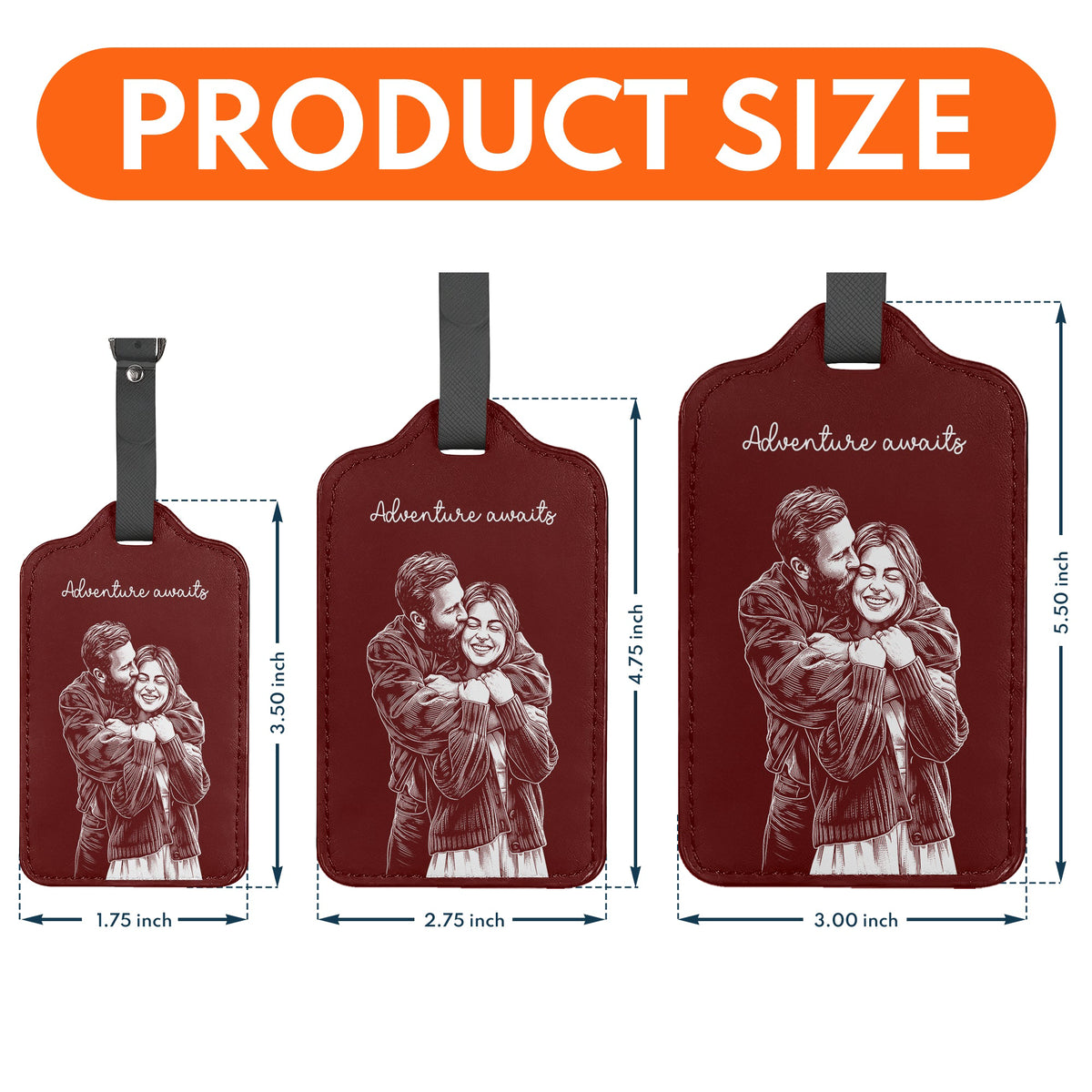 Custom Photo Sketch Line Art Suitcase Tag - Personalized Luggage Tag