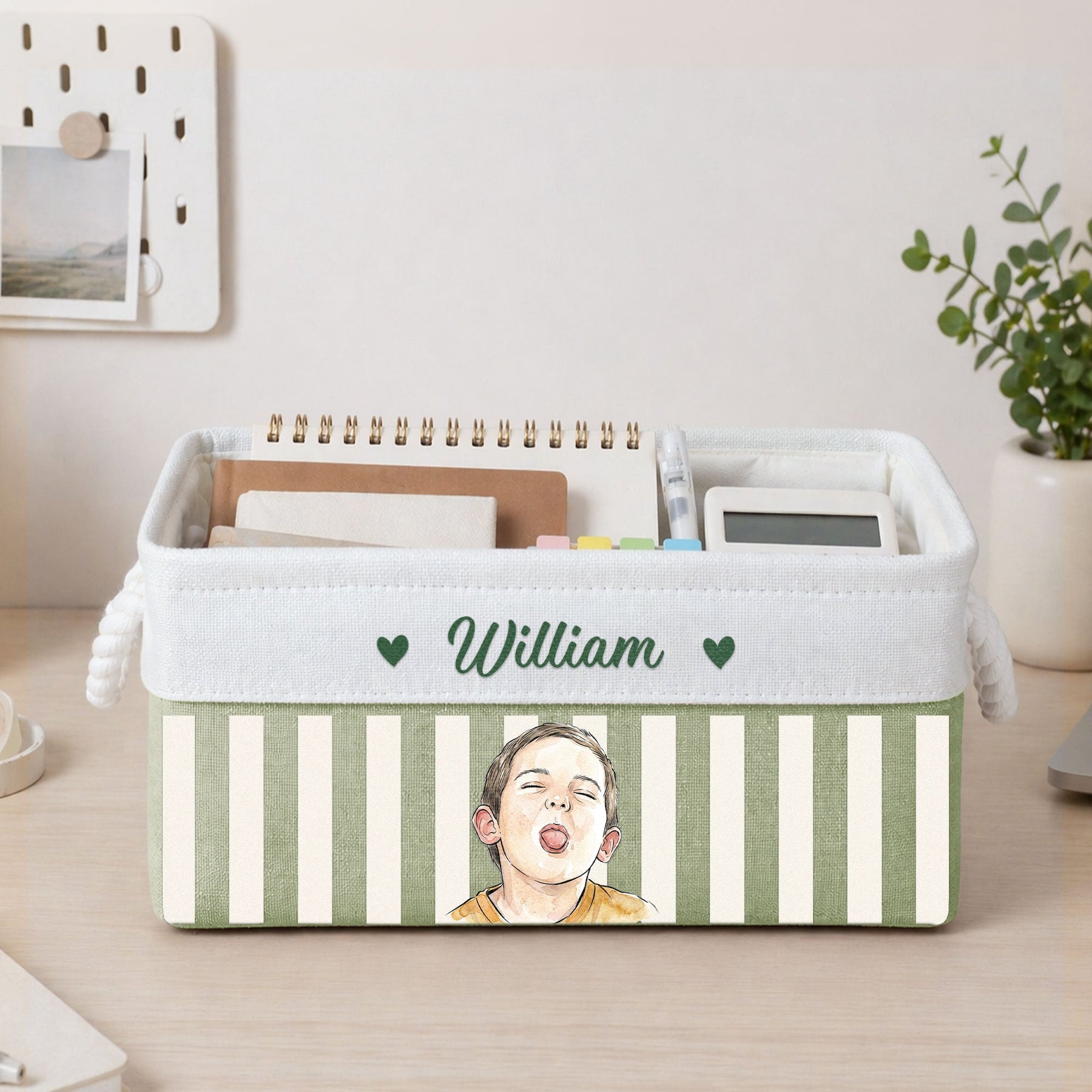 Custom Photo Watercolor Style - Personalized Storage Basket