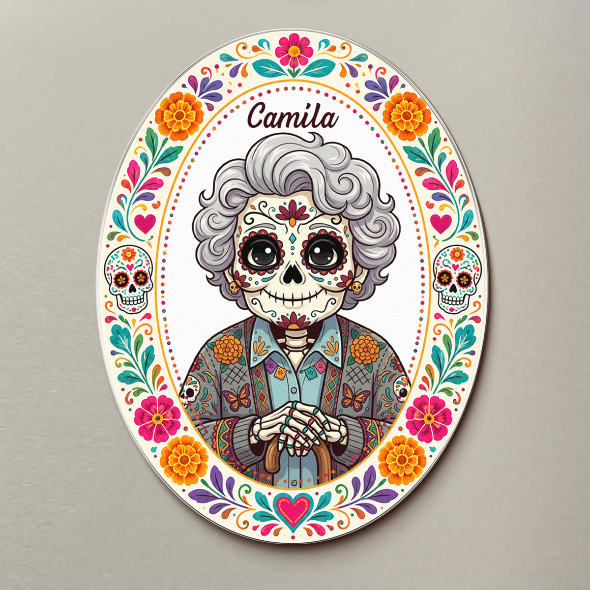 Custom Portrait Day Of The Dead Hispanic Mexican Memorial - Personalized Magnet