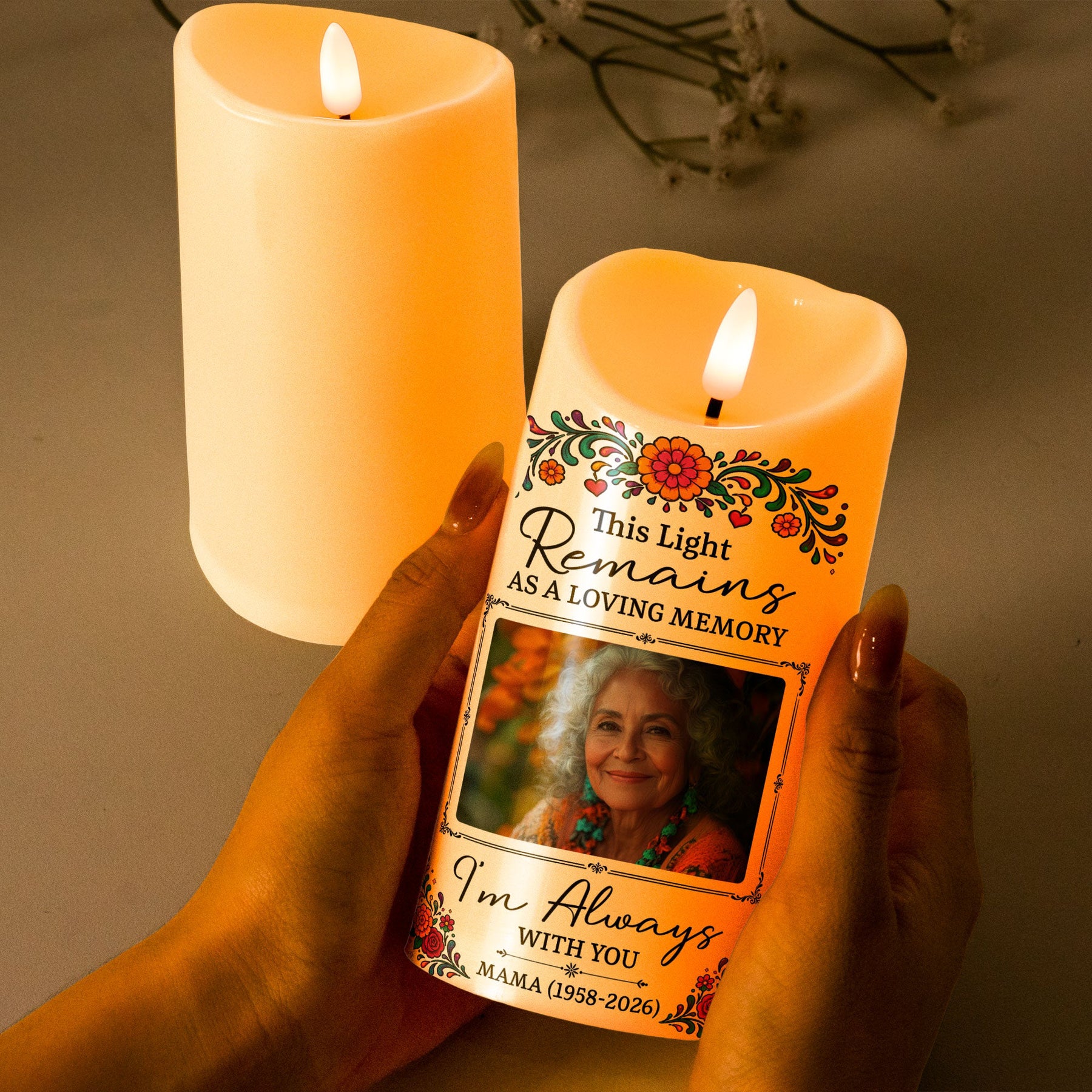 Custom Portrait Day Of The Dead Sympathy Gift - Personalized Candles