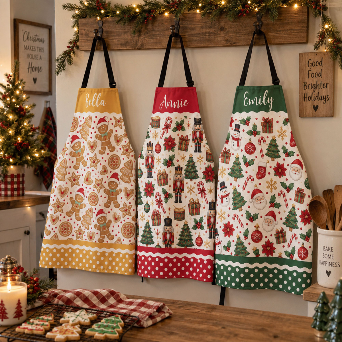 Cute Christmas Holiday, Nutcracker, Gingerbread Custom Name Gift For Mom, Grandma, Her - Personalized Apron