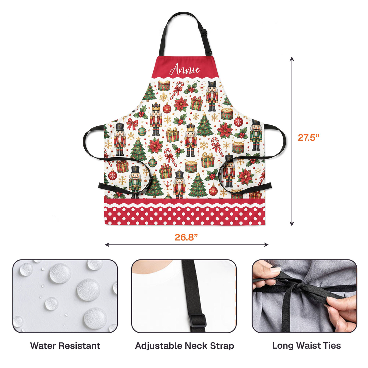 Cute Christmas Holiday, Nutcracker, Gingerbread Custom Name Gift For Mom, Grandma, Her - Personalized Apron