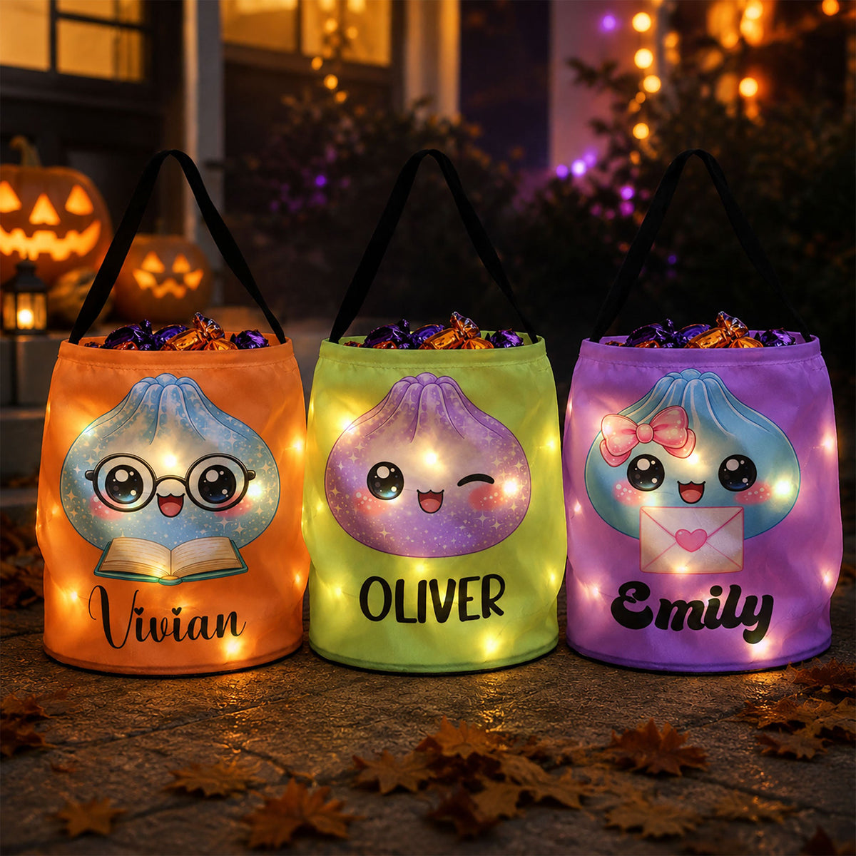 Cute Dumplings Custom Name - Personalized Halloween Basket