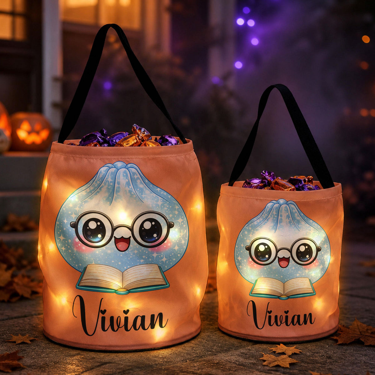 Cute Dumplings Custom Name - Personalized Halloween Basket