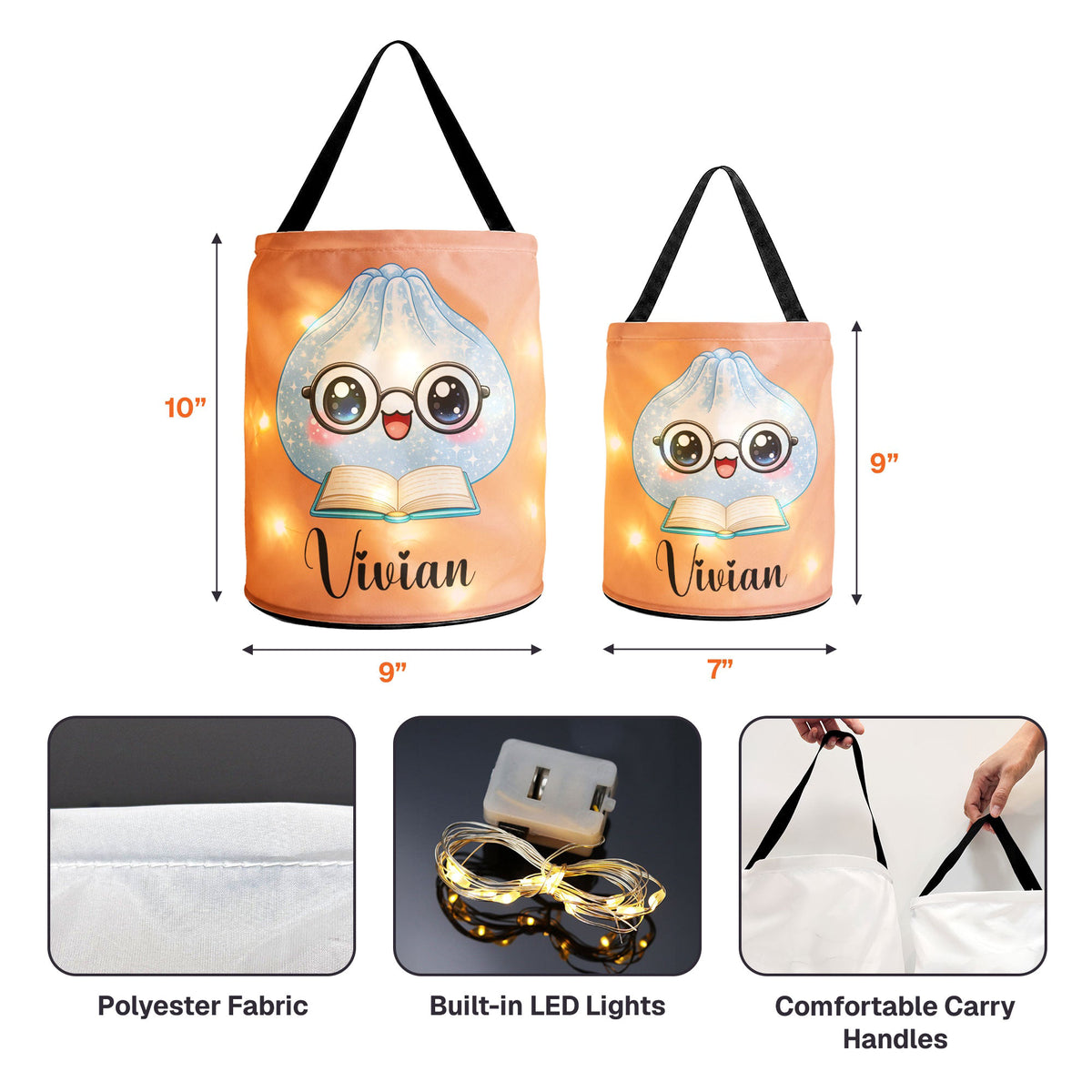 Cute Dumplings Custom Name - Personalized Halloween Basket