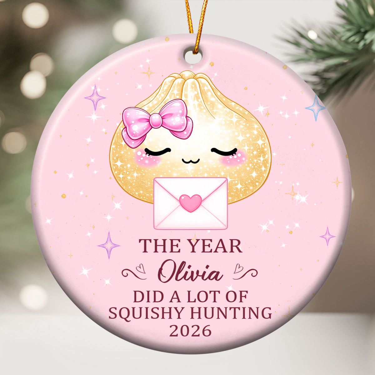 Cute Gift For Kids 2026 Cute Dumpling Squishy Hunter - Personalized Ornament
