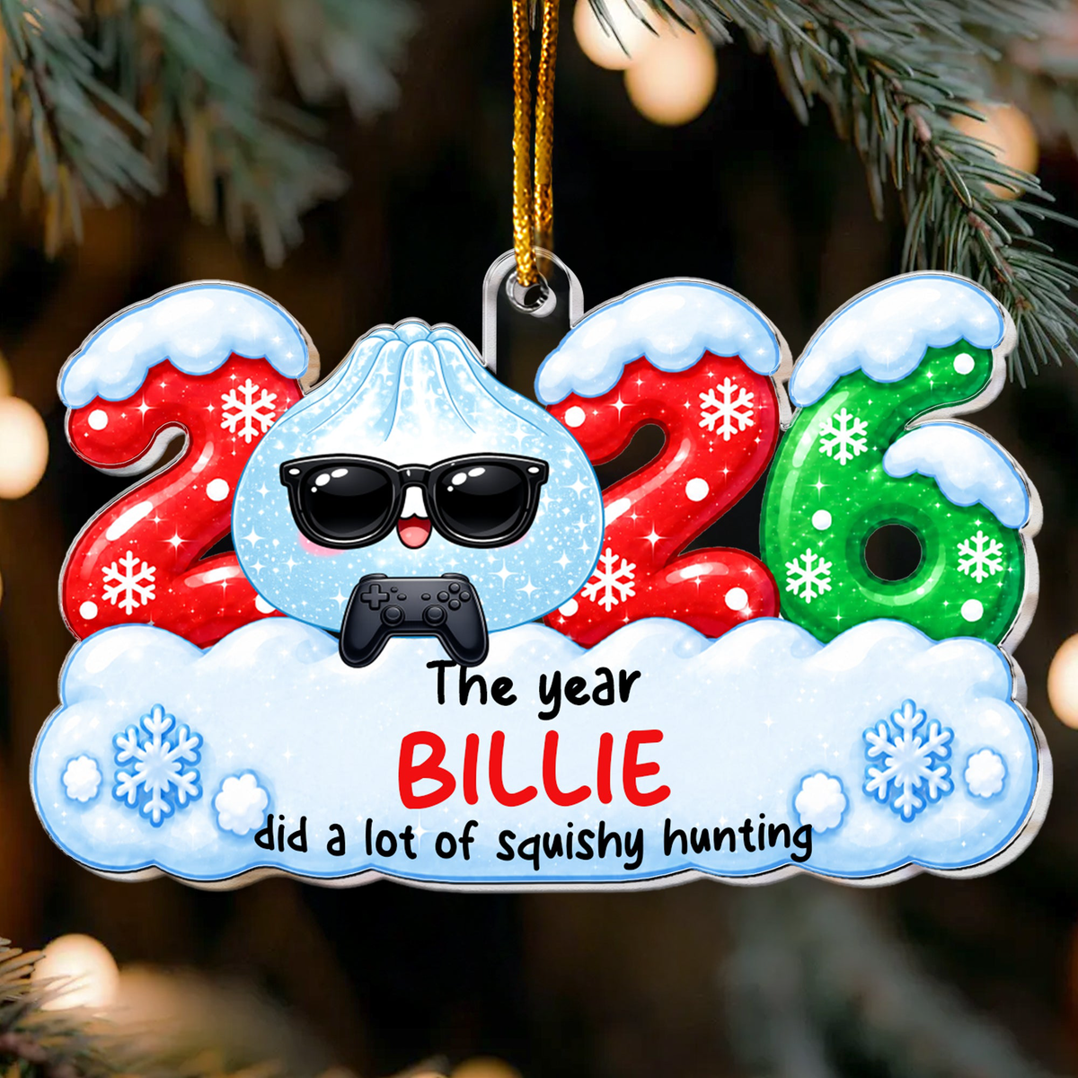Cute Gift For Kids 2026 Cute Dumpling Squishy Hunter - Personalized Ornament