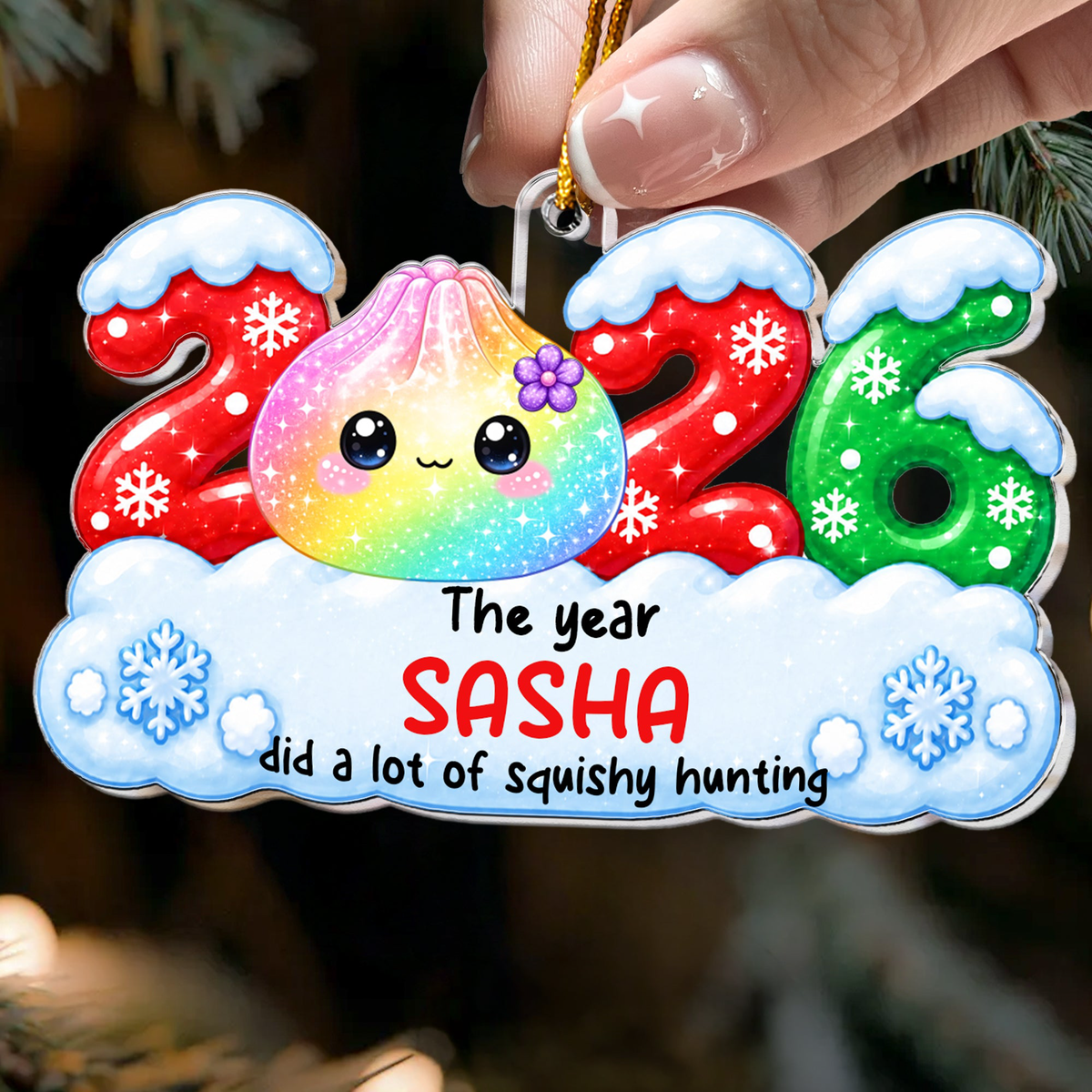 Cute Gift For Kids 2026 Cute Dumpling Squishy Hunter - Personalized Ornament
