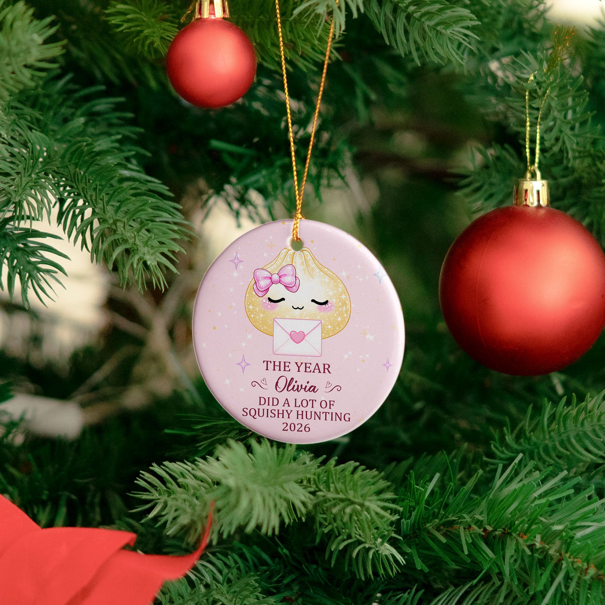 Cute Gift For Kids 2026 Cute Dumpling Squishy Hunter - Personalized Ornament