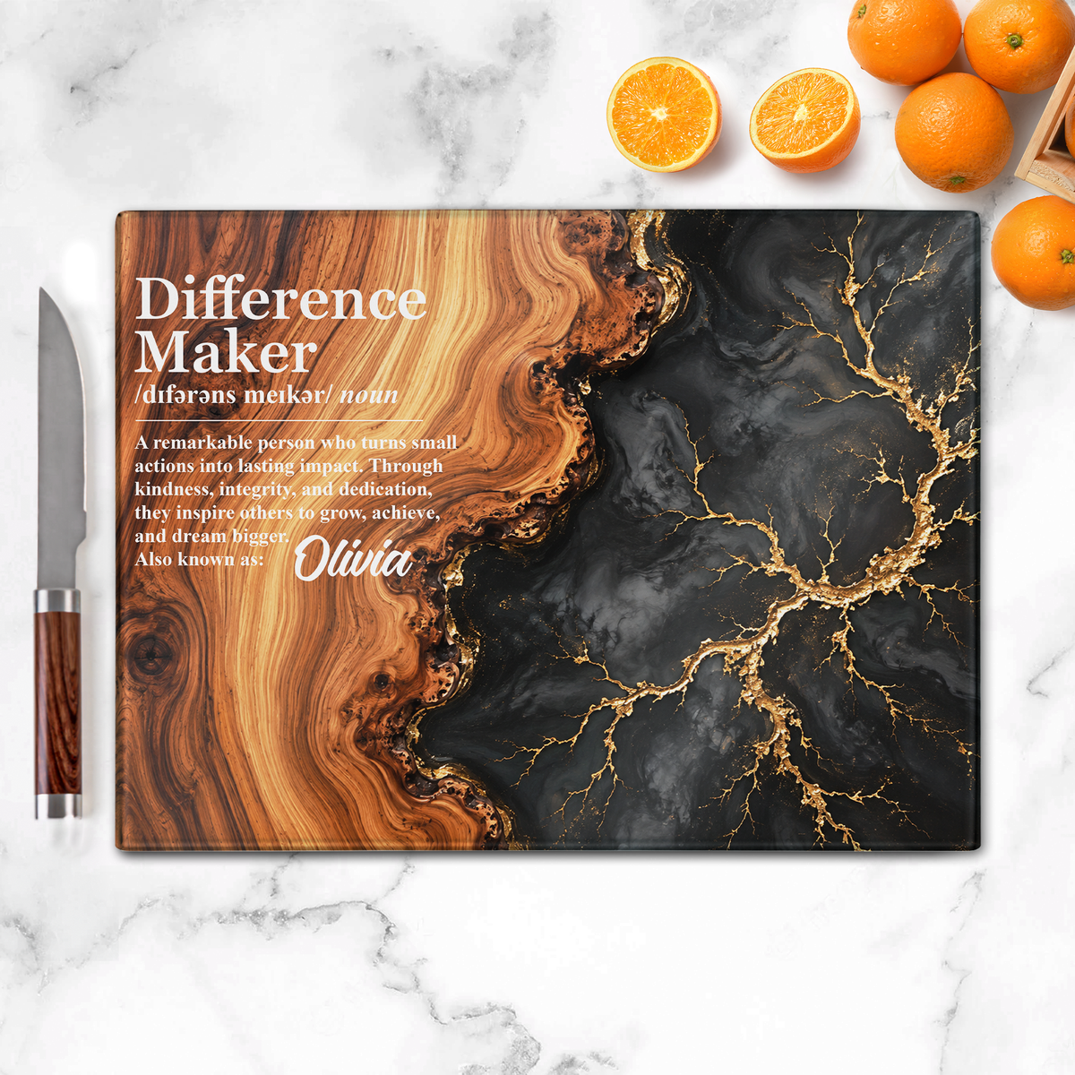Difference Maker Definition Appreciation Charcuterie Tray Plaque, Coworker, Nurse, Doctor - Personalized Cutting Board