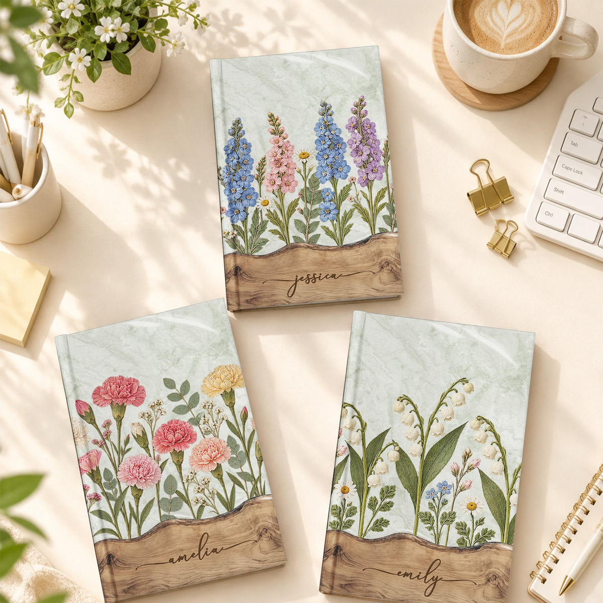 Dry Birth Month Flower Gift For Her Wife Daughter Sister Friend - Personalized Journal