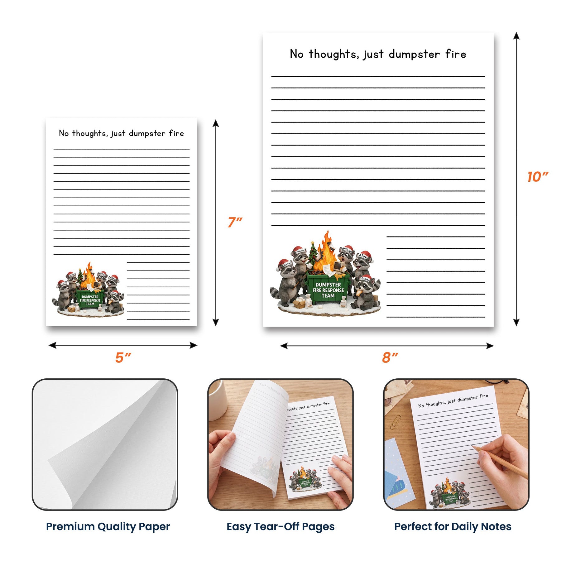 Dumpster On Fire Response Team - Funny Bulk Christmas Gifts For Coworker - Personalized Notepad