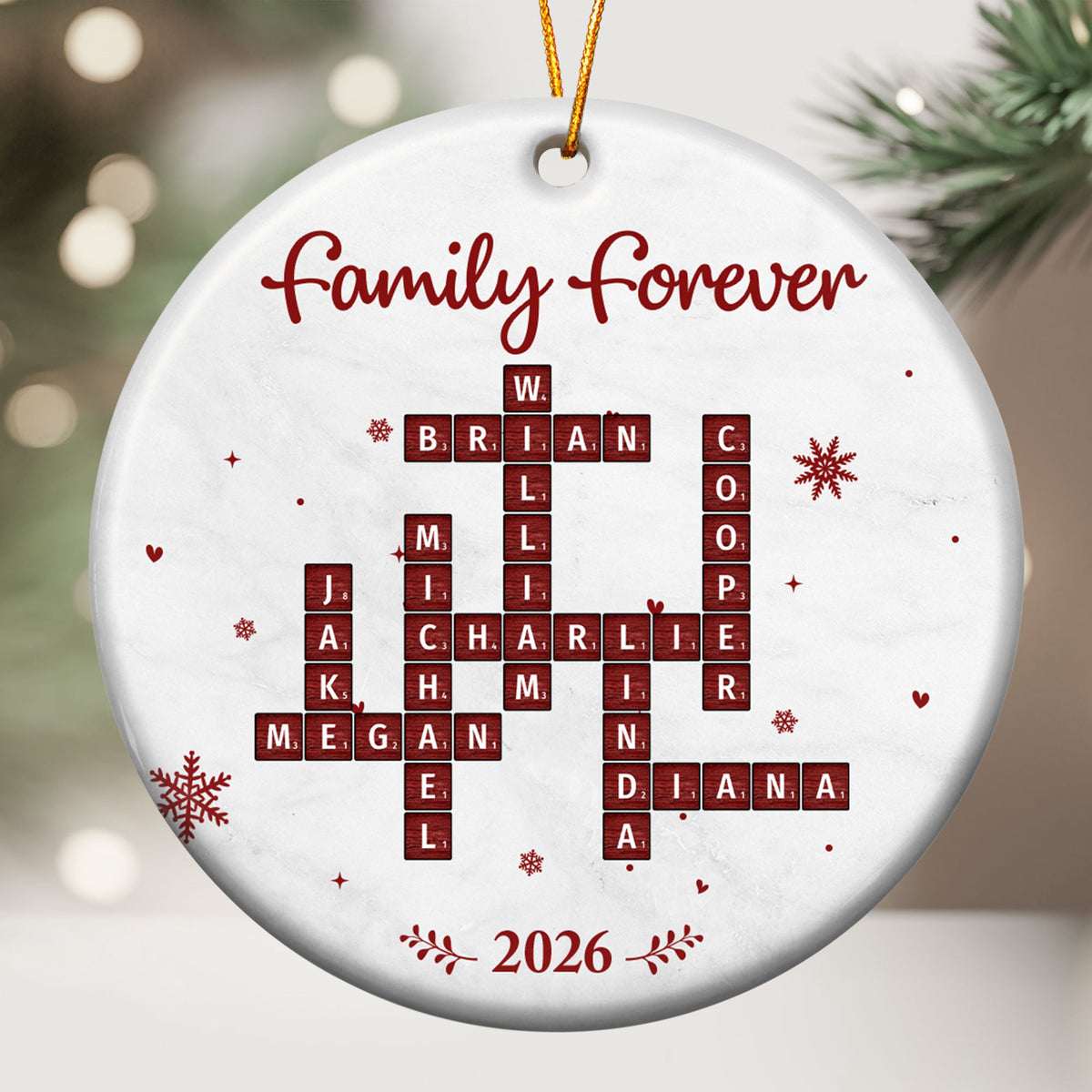 Family Forever New Version Custom Scrabble-Style - Personalized Ornament