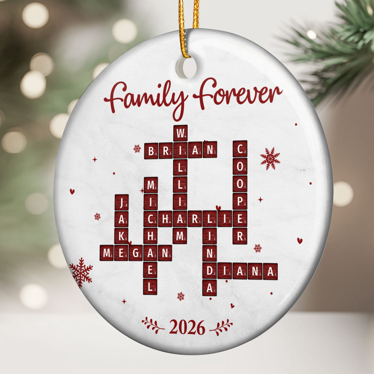 Family Forever New Version Custom Scrabble-Style - Personalized Ornament