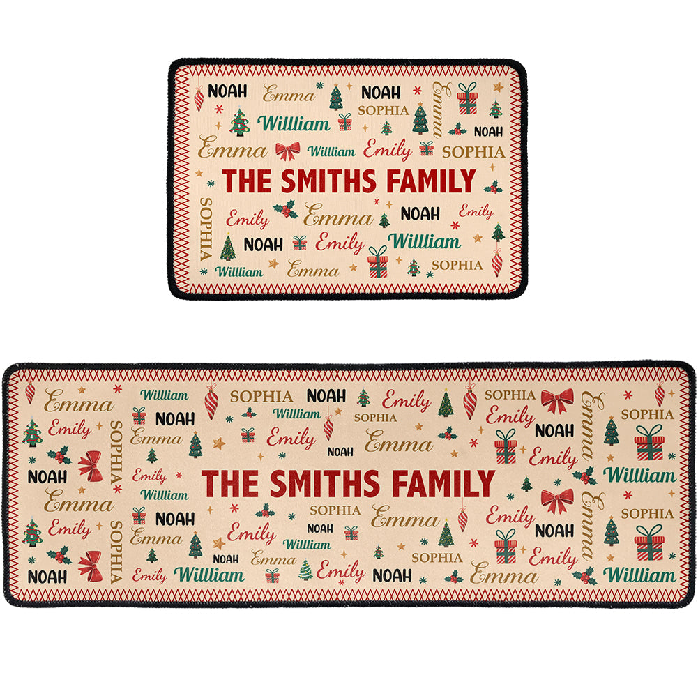 Family Name Word Christmas Theme - Personalized Runner Rug